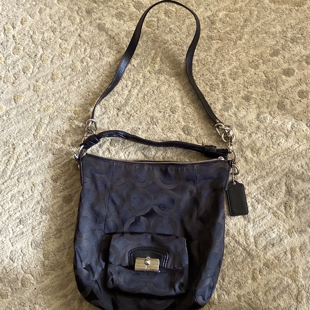 Coach Kristin Op Art Sateen Hobo bag/Crossbody bag: Black